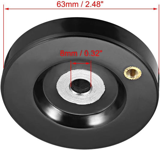 Hand Wheel for Industrial Machine Tools Milling Machine Lathes Grinders Plastic Machine Hand Wheel with Revolving Handle 63mm Diameter 8mm Hole - size: 8mm Hole