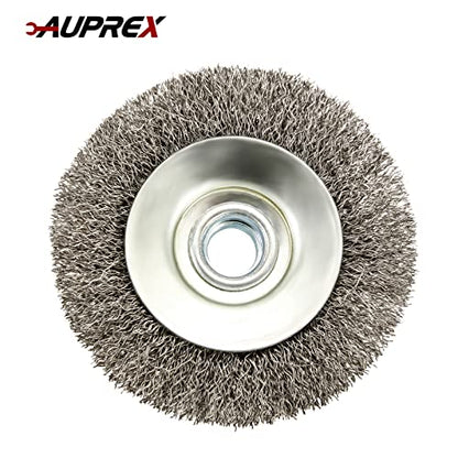 AUPREX 5 Pack 4 Inch Coarse Crimped Wire Wheel Brush for Angle Grinder with 5/8 Inch-11 Threaded Arbor - 0.014 Inch Carbon Steel Wire -Light Duty Conditioning for Metals - size: 4 Inch