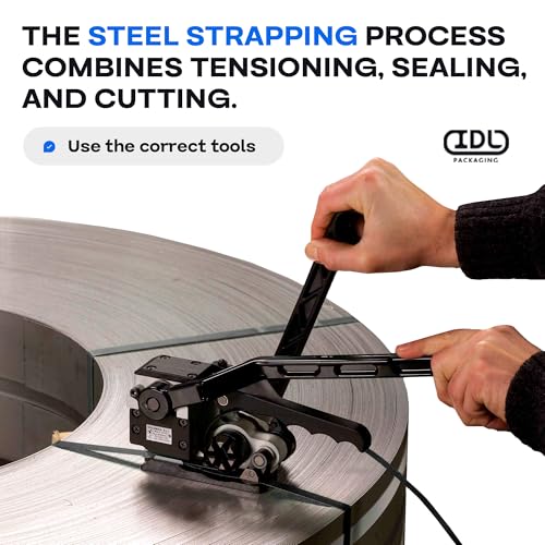 IDL Packaging 5/8" x .020" x 300' Steel Strapping Coil (1400 Lbs Break Strength) in Self-Dispensed Сardboard Box - Portable Strong Banding with Superior Cut-Resistance - Heavy Pallet Strapping - size: 5/8W" x 300L'