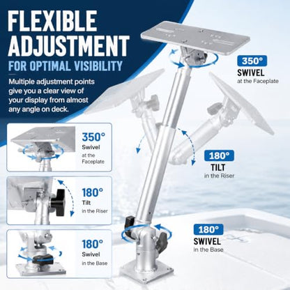 Universal Marine Monitor Mount 350° Swivel 18"–24" Adjustable Height Silver - color: Silver