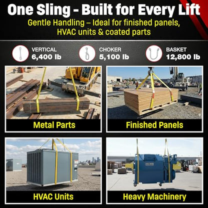 DD Sling 2" × 40' Nylon Lifting Sling – USA Made, 6,400 lb Vertical, 5,100 lb Choker, 12,800 lb Basket – 2-Ply Heavy Duty 900 Webbing, Type 4 Twisted Eye & Eye Rigging Sling - size: 2 in x 40 ft