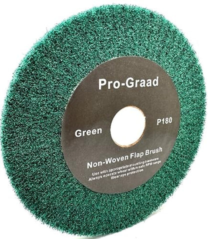 6" x 1/2" P180 Grit Green Non-Woven Flap Brush Wheel - style: 6" x 1/2" x 1" Green