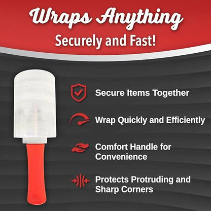 Simply Cool 12 Pack Mini Hand Stretch Wrap 5 Inch 1000Ft 60 Gauge 2 Handles - size: 5-inch w/ plastic handle