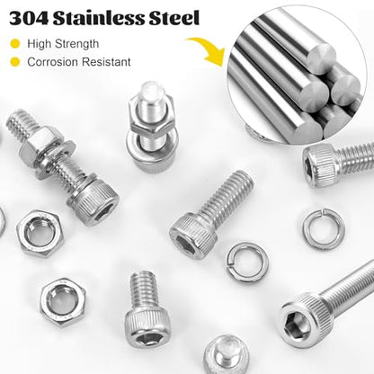 490PCS M4 Socket Screws Assortment Kit, M4x6/8/10/12/16/20/25/30 mm - size: SS M4 490pcs