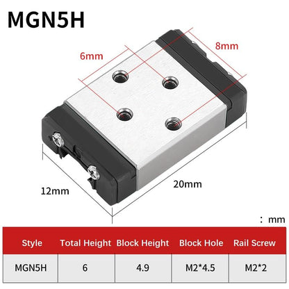 MGN5 Linear Rail 50mm 1.97" 2PCS MGN5 Miniature Linear Motion Slide Rail + 2PCS MGN5H 5mm Linear Sliding Bearing Carriage Block Black for 3D Printer and CNC Machine - size: L: 50mm / 1.97 inch, style: MGN5 Rail + H Block