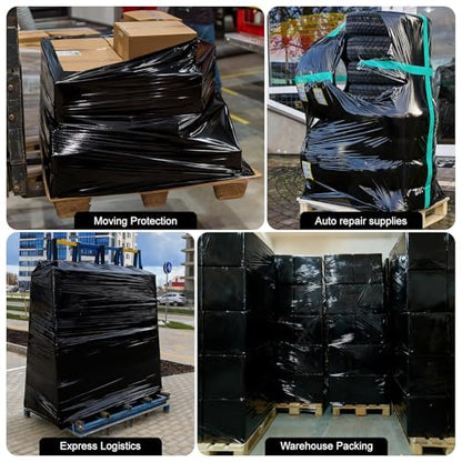 2 Rolls Black Stretch Wrap 18" x 1000FT x 80 Gauge Heavy Duty Film - size: Black, 2 Rolls 18 In x 1000 Ft