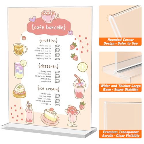 6 Pack Acrylic Sign Holder 8.5 x 11 Inches, Vertical Flyer Display Stand