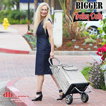 dbest products Bigger Trolley Dolly, Grey Chevron Shopping Grocery Foldable Cart - color: Grey Chevron