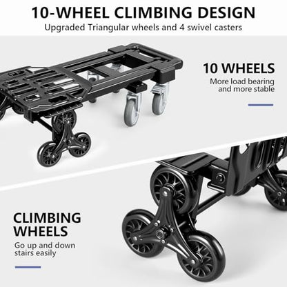 KEDSUM 3-in-1 Stair Climbing Dolly, 660LB Hand Truck with 10 Wheels - size: 660LBS-10 Wheels