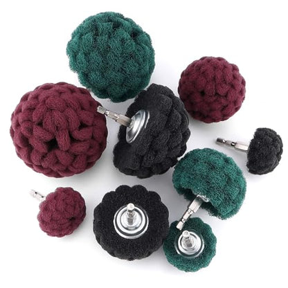 9 PCS Non Woven Abrasive Buffing Polishing Wheel Drill Attachment Set