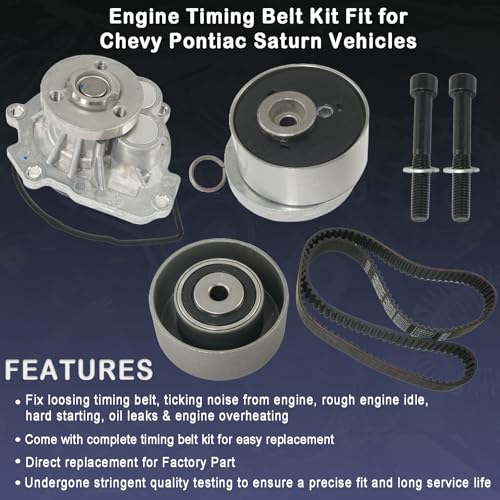 Engine Timing Belt Kit with Water Pump Compatible with 2009-2018 Chevy Cruze Sonic Aveo Aveo5, 2009-2010 Pontiac G3, 2007-2008 Saturn Astra 1.6L 1.8L Replaces TCKWP338 24422964 25195119