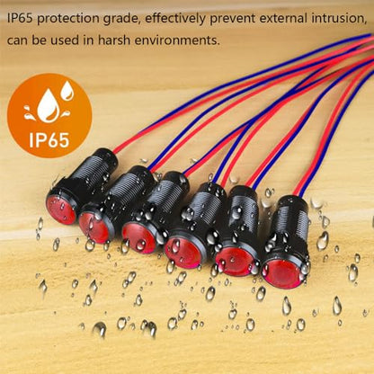 Gebildet 6pcs Red LED Indicator Pilot Light 110VAC Mounting Hole Size 10mm(Flame Retardant Plastic Shell) - color: Red 110-220V/Black shell