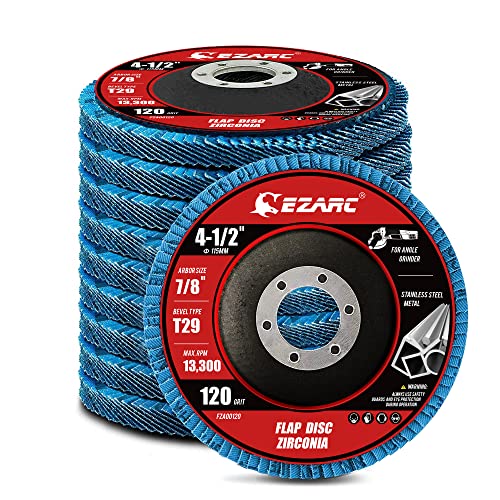 EZARC Zirconia Flap Discs 120 Grit, 4-1/2 x 7/8-Inch, Type 29, 10-Pack - size: 120 GRIT, style: Standard Version