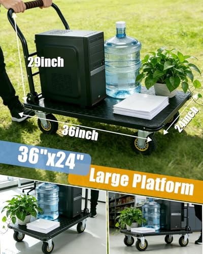 36"x24" Heavy Duty Platform Truck Cart, 1800LBS Steel Utility Dolly