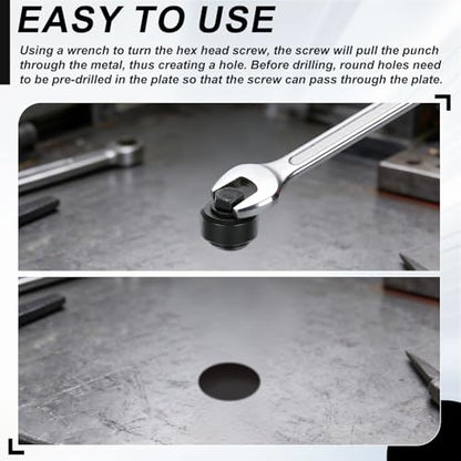 HARFINGTON Sheet Metal Hole Punch 1-1/8" Bearing Steel Circle Hole Puncher - size: 1-1/8"