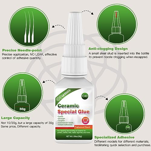 30g Ceramic Glue, Instant Ceramic Super Glue for Porcelain &Pottery - size: Ceramic Glu