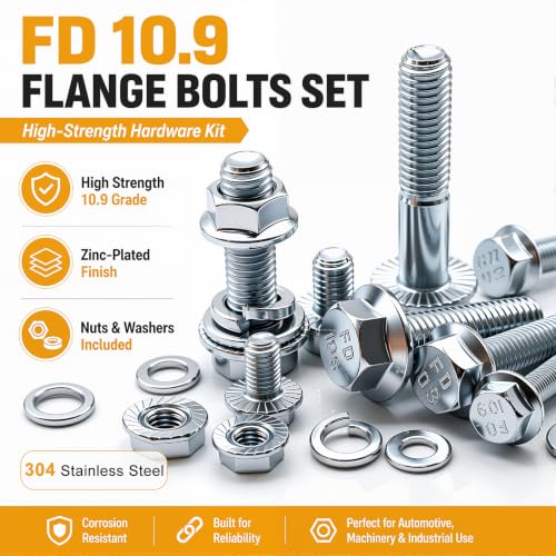 weideer 400PCS Metric Flange Bolt Assortment,M6x1.0 M8x1.25 M10x1.5 Metric Bolt Assortment,Grade 8.8 Alloy Flange Hex Nuts and Bolts Kit (12mm-45mm) - color: Silver, size: 400 pcs (M6, M8, M10)