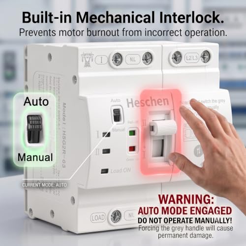Heschen 63A Dual Power Automatic Transfer Switch 4P 110V DIN Rail ATS - size: 110V 4P