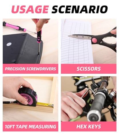 DOWELL Pink Tool Kit 140PCS for Women, Girls, Ladies, Household Tool Set - size: 140PCS
