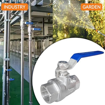 1 Pack Full Port Ball Valve 1 NPT 304 Stainless Steel 2 - chip ball valve Female Heavy Duty WOG1000 for Water，Oil，Gas with Locking Devic (1", 1) - style: 1"
