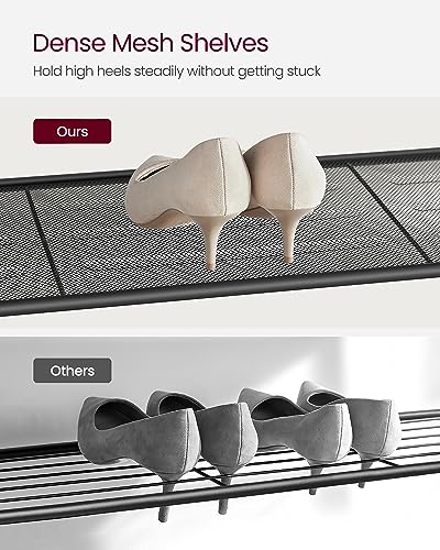 VASAGLE 5-Tier Shoe Rack, 16-20 Pairs, Metal Mesh - color: Rustic Brown, size: 5 Tiers (11.8"D x 39.4"W)