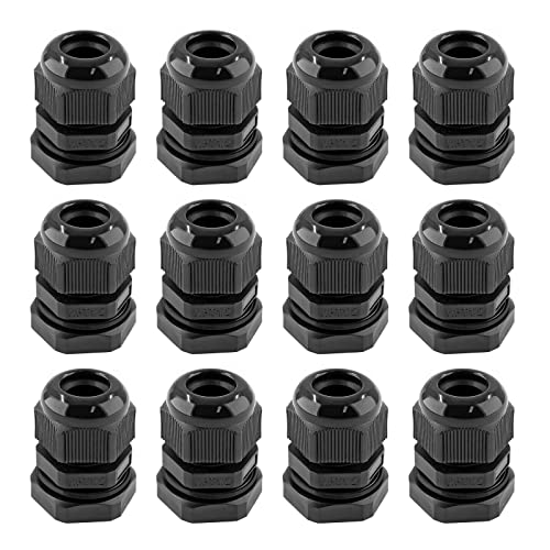 1/2" NPT Cable Glands, 12 Pack, 6-12mm - color: Black, size: 1/2"-12PCS
