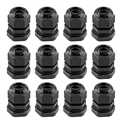 1/2" NPT Cable Glands, 12 Pack, 6-12mm - color: Black, size: 1/2"-12PCS