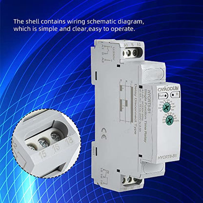 CNAODUN RT8-B1 Time Delay Relay HYCRT8-B1 AC220V Rotary Regulating Single Function Delay Disconnect Relay DIN Rail Mount Type - size: HYCRT8-B1,Single Function AC230V