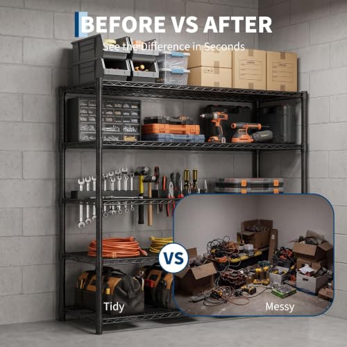 Garvee 5-Tier Wire Shelving 3200LBS Heavy Duty Storage Shelves Garage Rack - size: 47.2"W x 70.9"H x 17.7"D