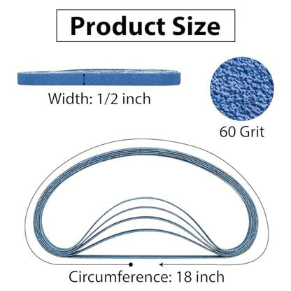 1/2x18 Inch Zirconia Sanding Belts 60 Grit, 30 Pack - color: 60 Grit, size: 1/2x18 inch