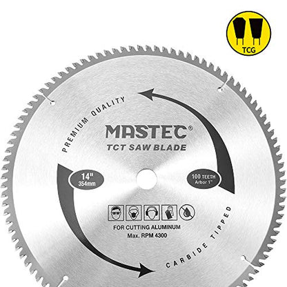 14-Inch 100 Tooth TCG for Aluminum and Non Ferrous Metals Cutting Saw Blade with 1-Inch Arbor - size: 14" 100T