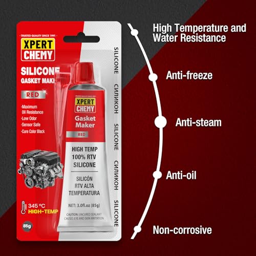 RTV Silicone Gasket Maker, High Temp Silicone Sealant for Automotive, Anti-Freeze RTV Resist Oil for Bonding Internal Combustion, Steam Turbines, Engines, Gearboxes, Pumps, Red - style: Red
