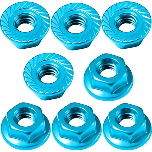 8Pcs M4-0.7 Aluminum Flange Lock Nuts for 1/10 RC, Blue - color: Blue, size: 8Pcs