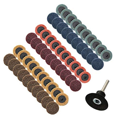 2 Inch Sanding Discs Assortment,Surface Conditioning Discs,Quick Change Design,Coarse/Medium/Fine 60 Pcs and 1/4'' Pad Holder 1Pcs.