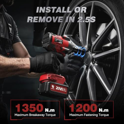 ARCCAPTAIN Cordless Impact Wrench 996Ft-lbs(1350N.m), 1/2 Inch Impact Gun - size: 1350 N.m