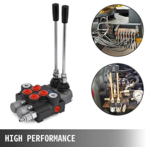 Vevor 2 Spool Hydraulic Directional Control Valve Double Acting Control Valve 11 GPM 3600 PSI SAE Port for Tractors Loaders Tanks Black