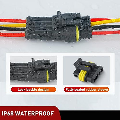 Nilight 180PCS 4 Pin Electrical Connector ‎Plug with Male Female Terminals - size: 4Pin Connector 200Pcs