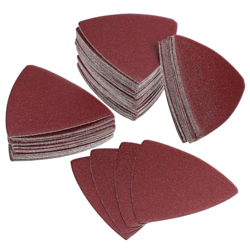 Triangle Sanding Pads 3.26 in Self Adhesive Sand Paper for Oscillating Tool Detail Sander Sandpaper for Corner Access Multi Tool Sanding Pad for Woodworking and Surface Prep