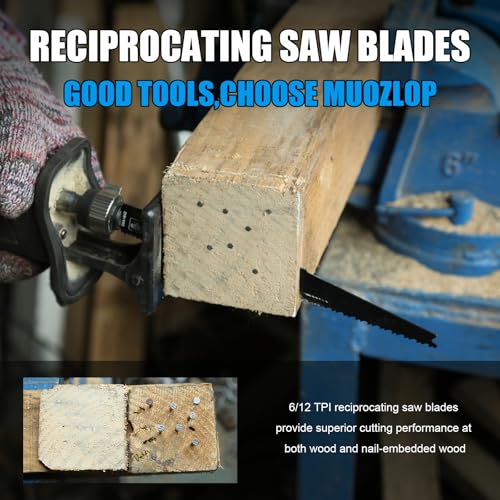 5Pack 12inch 6/12TPI Woodcutting Reciprocating Saw Blades Set - size: 6/12TPI/12 inch
