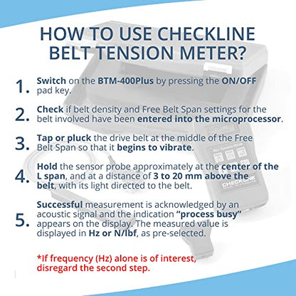 BTM-400PLUS Belt Tension Meter, Handheld Digital Belt Tension Gauge, 10-800 Hz for Flat, V & Ribbed Belts, Kit with Sensors, Battery & Hard Case, 1 Kit