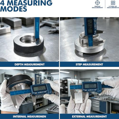 Dasqua 8"/200mm IP67 Digital Caliper, Stainless Steel, ±0.03mm/0.0015" Precision, Coolant-Proof, Inch/mm Conversion, Large LCD Display, Protective Case - color: Blue Case Cover, size: 8"/200mm