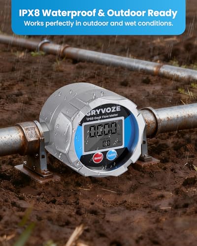 3/4 Inch NPT Gear Flow Meter, 0.08–7.93 GPM Digital Oil Low Flowmeter, ±0.5% Accuracy, for Low-Flow High-Viscosity Liquids, Compatible with Motor Oil, Lubricants, Antifreeze & Hydraulic Fluids - style: 3/4 inch