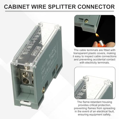 MECCANIXITY 1 in 4 Out Rail Terminal Blocks, 690V 200A Connectors Power Distribution Block with Flame-Retardant Housing for Power Distribution Cabinets 26mm Width 12-6AWG Gauge - size: 26mm 12-6AWG, style: 1 in 4 Out