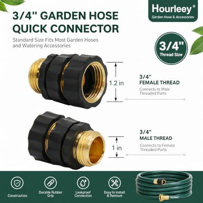 Hourleey Garden Hose Quick Connector, 3/4 Inch Male and Female Garden Hose Fitting Quick Connector, 6 Set - size: 6 Set