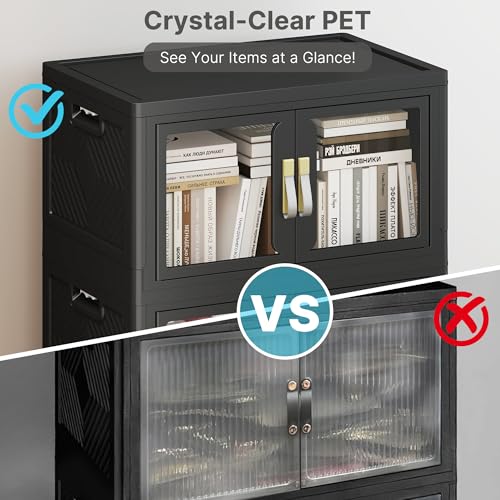 UAMFURI Stackable Storage Bins with Lids, 96QT Extra Large Storage Cabinet - color: Black
