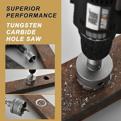 3/4''(19mm) TCT Hole Saw Kit,Tungsten Carbide Hole Saw Drill Bit with Titanium-Plated Pilot Drill bit for Hard Metal,Alloy,Aluminum,Stainless Steel,Plastic,Iron - size: 3/4''(19mm)