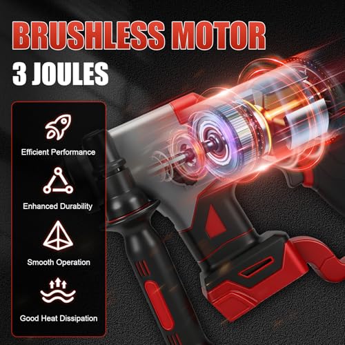 SDS Plus Rotary Hammer for Milwaukee M18 Battery (No Battery) - color: Red
