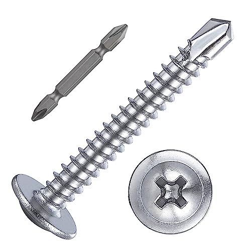 (200 pcs) Wensilon #10×1-1/4”for Sheet Metal Self-Tapping Screws 410 Stainless Steel Truss Head High-Strength Quick Tapping Screws - color: Silver, size: #10X1-1/4"