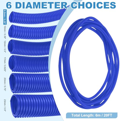 MECCANIXITY Plastic Split Wire Loom Tubing 1/4"(6.5mm) ID 20FT(6m), Blue - color: Blue, size: 1/4"(6.5mm) ID x 20FT(6m)