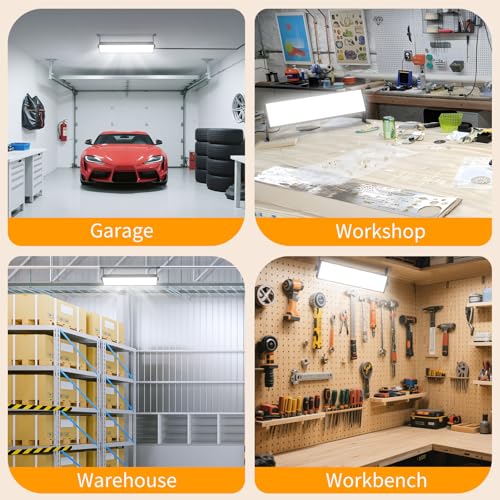 14000LM 100W LED Shop Lights, Plug in Garage Light for Workbench, 2 Pack